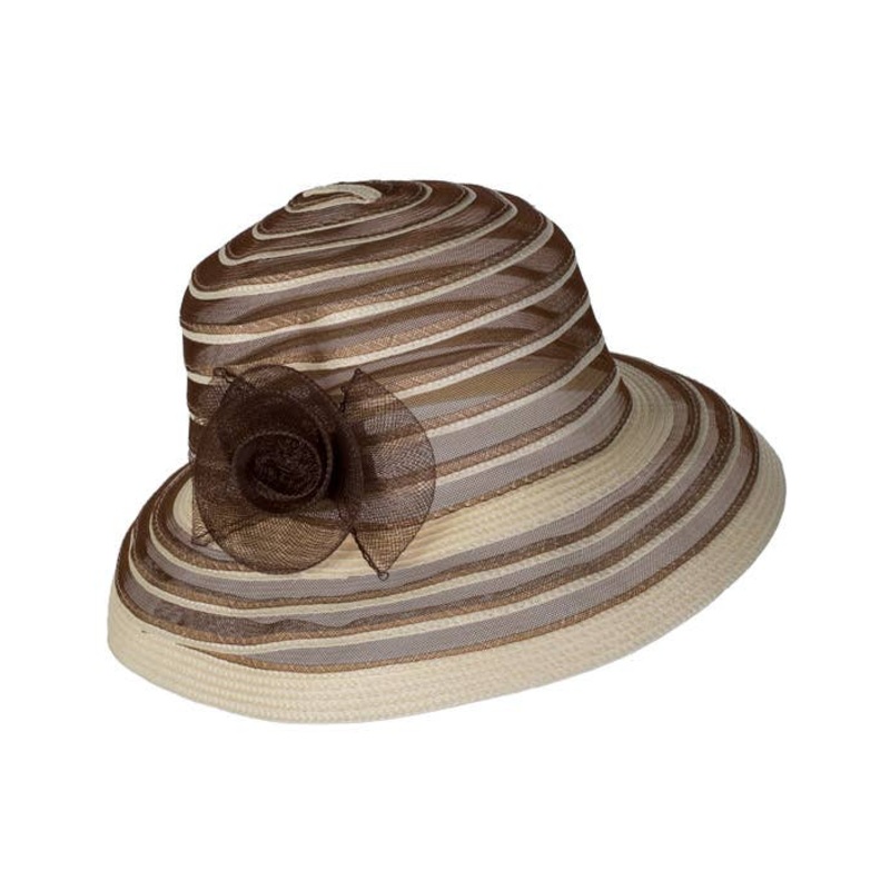 Striped Womens  Brown and Cream 1940s Race Day Costume Hat