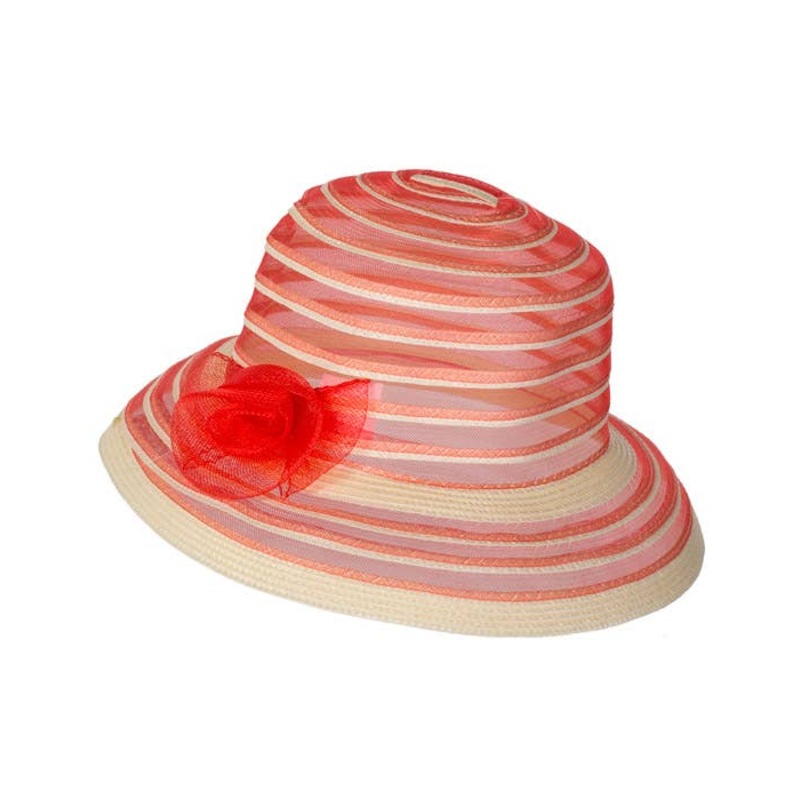 Striped Womens Red And Cream 1940s Race Day Costume Hat