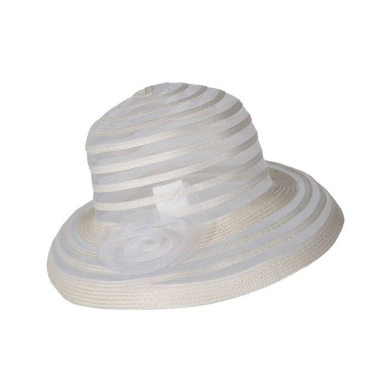 Striped Womens White And Cream 1940s Race Day Costume Hat