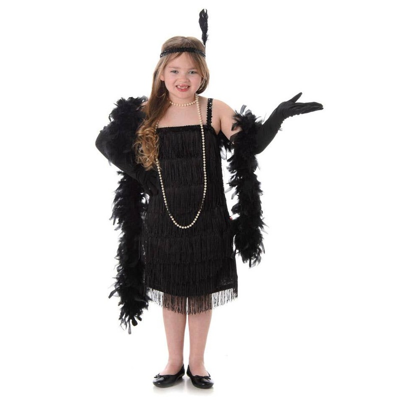 1920s Black Flapper Girls Gatsby Costume Large