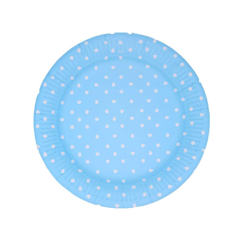 Blue and White Polka Dot 12 Pack 23cm Paper Plates