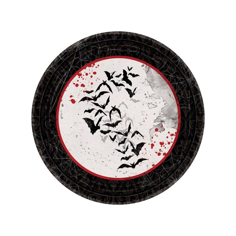Dark Manor Bat Print 8 Pack 17cm Halloween Paper Plates