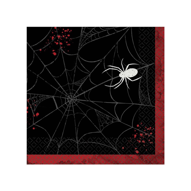 Dark Manor Spider Web Print 16 Pack Halloween Napkins