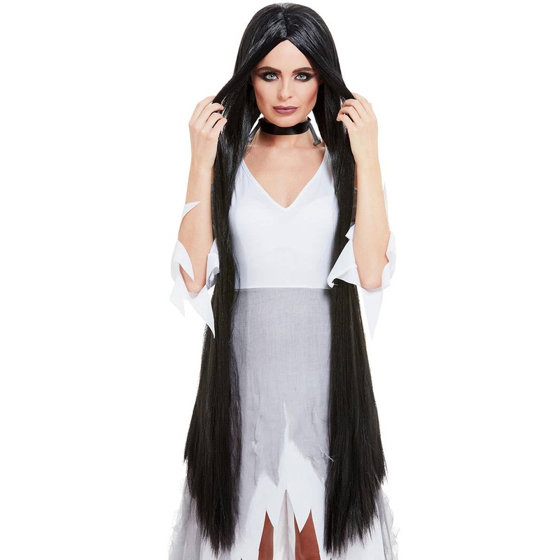 Extra Long 120cm Black Womens Halloween Costume Wig