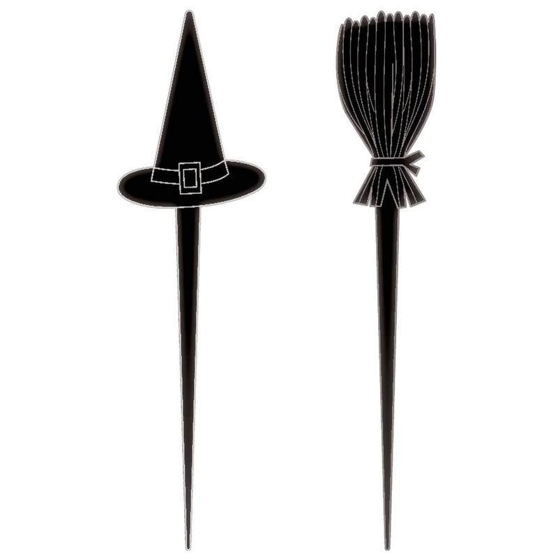 Witch Hat and Broom 10 Pack Halloween Food Picks