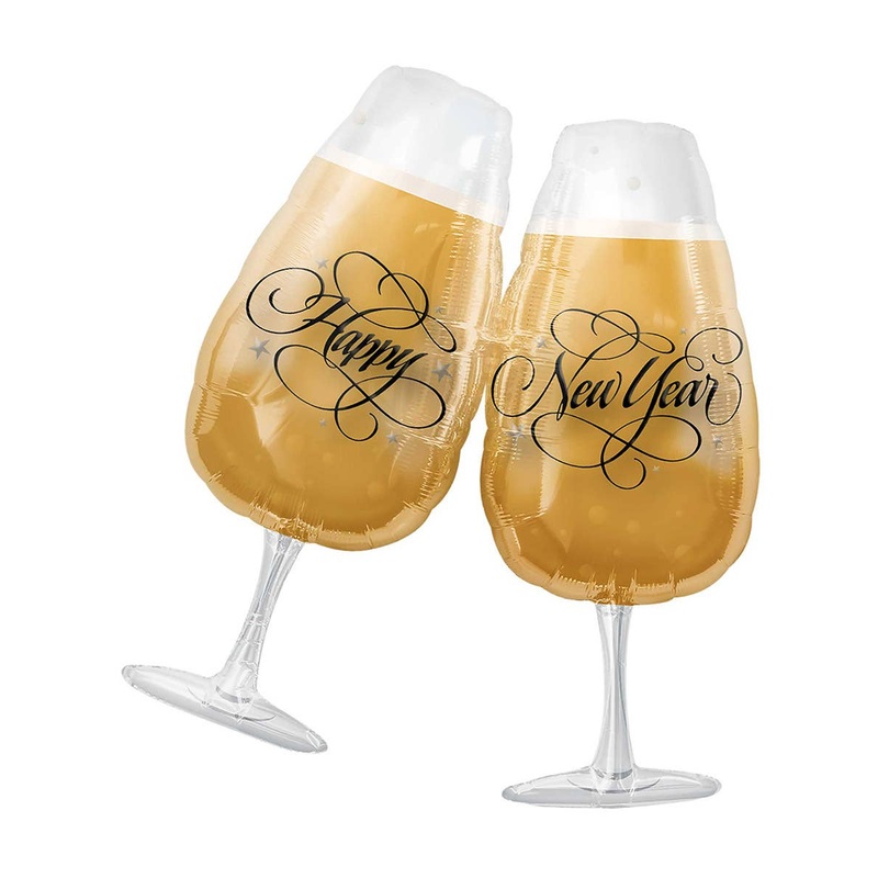 Toasting Glasses Happy New Year 76cm Foil Party Balloon