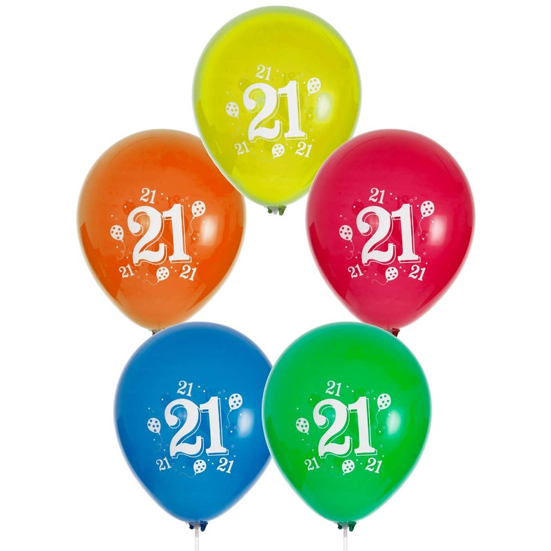 21st Rainbow Coloured 10 Pack 30cm Latex Balloons