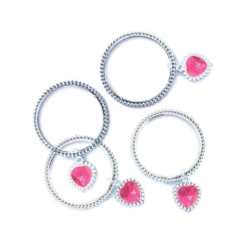 Pink Heart Charm Bracelets 4 Pack Party Favours