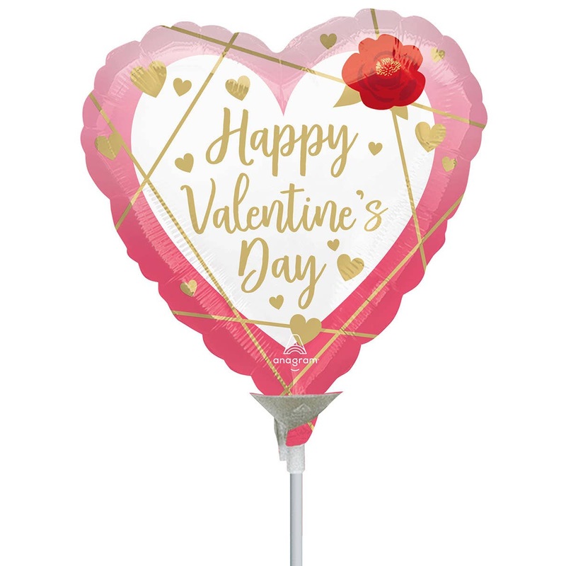 Valentines Day Pink Heart 22cm Air Fill Foil Balloon