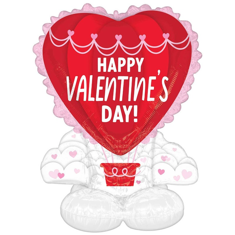 Valentines Day Red Heart 124cm Air Fill Standing Foil Balloon