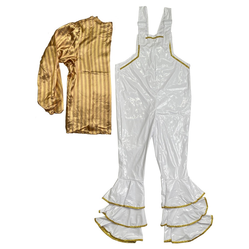 70s Glam White Jumpsuit Mens ABBA Costume – Size Medium
