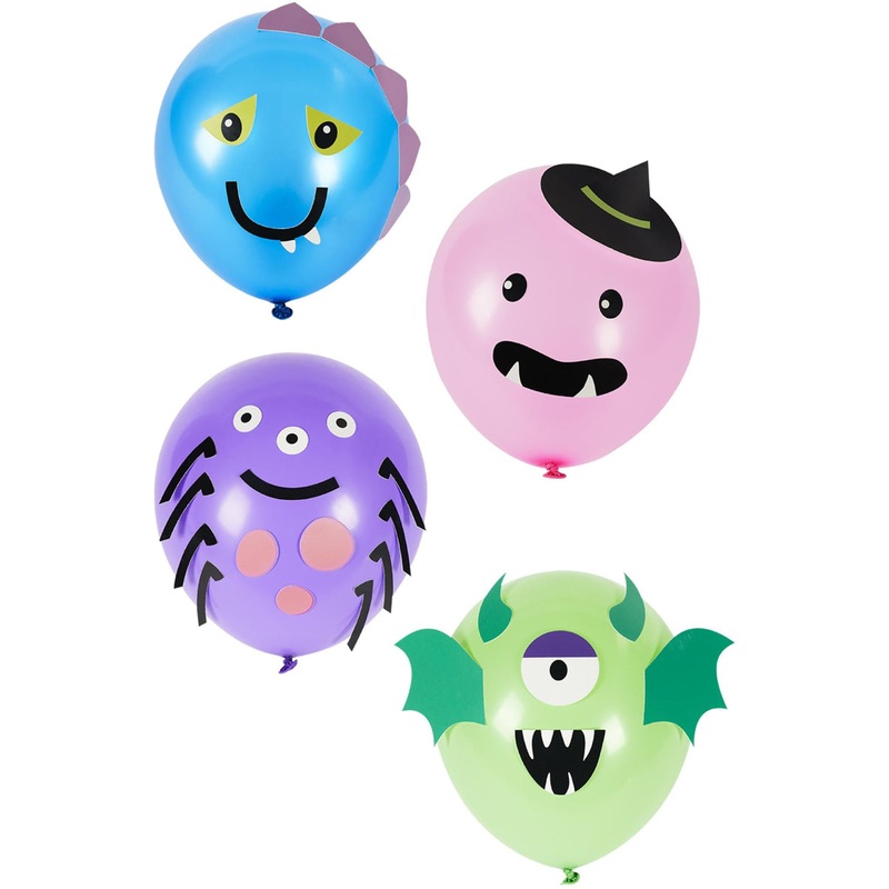 8-Pack of Cute Halloween Monster Latex Balloons
