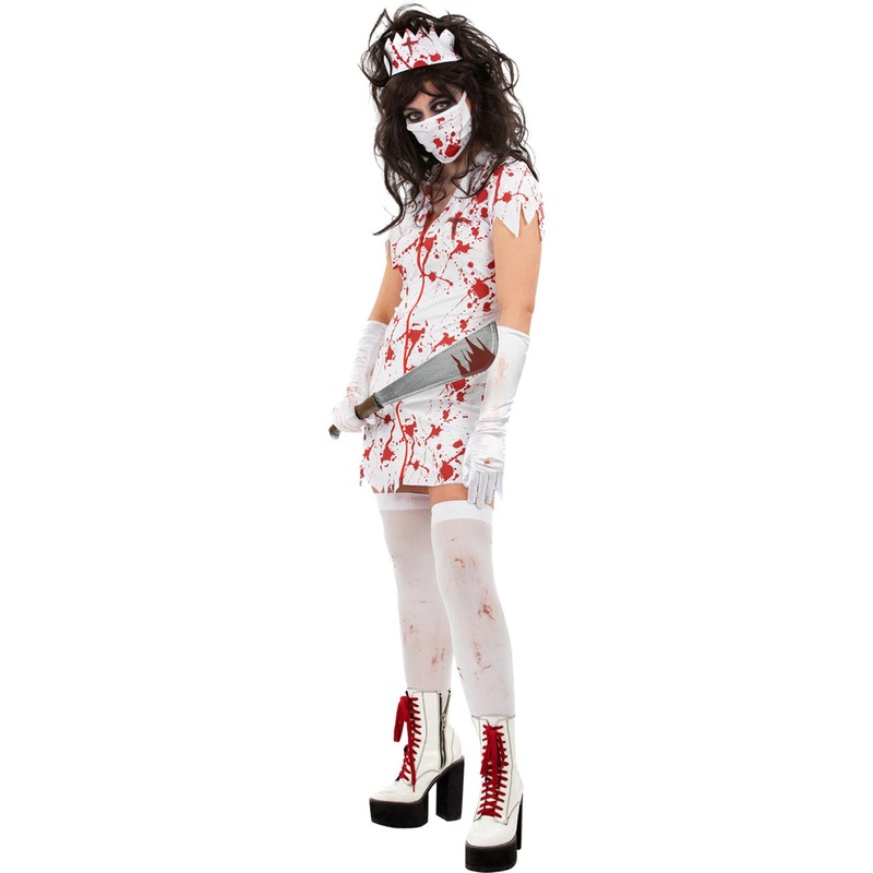 Blood Splattered Zombie Nurse Sexy Plus Size Womens Halloween Costume Large