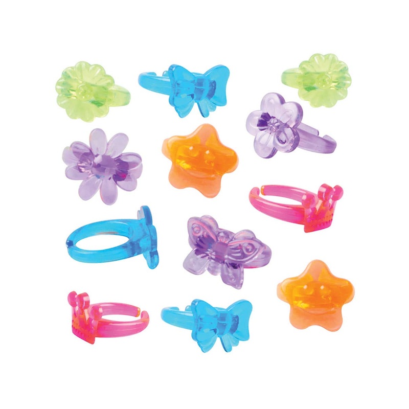 Bright Colour Plastic Rings 12 Pack Party Favours