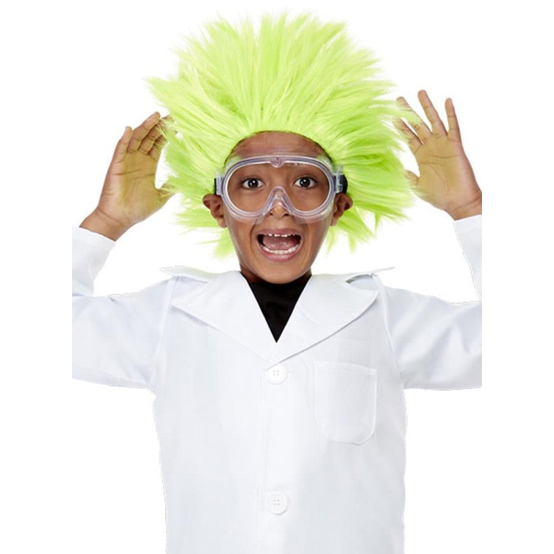 Crazy Green Mad Scientist Kids Costume Wig