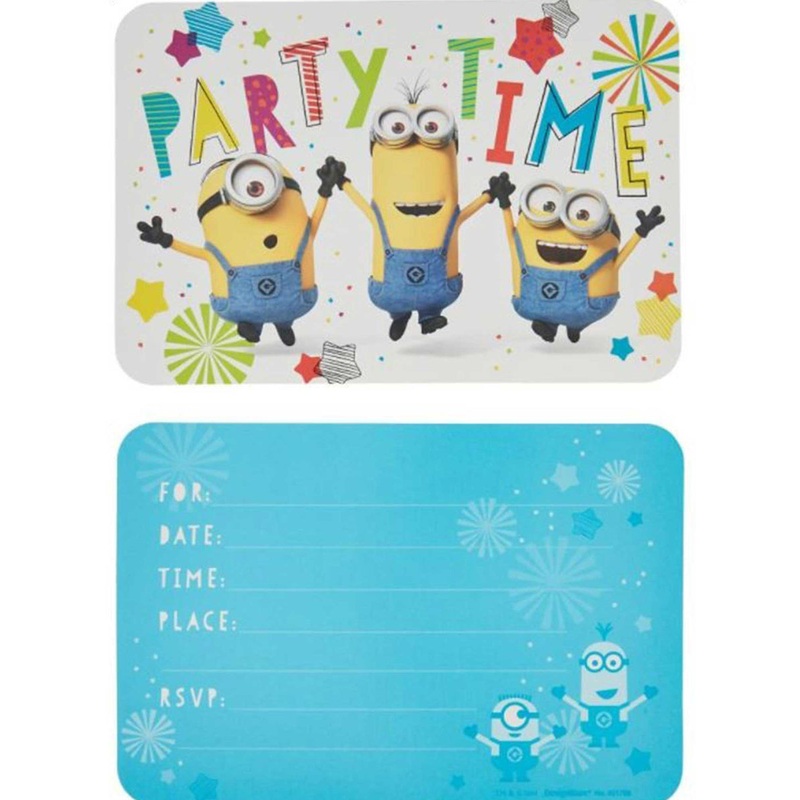 Despicable Me 8 Pack of Minion Birthday Invitations