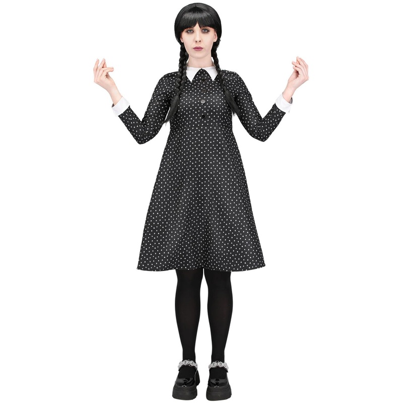 Gothic School Girls Plus Size Womens Wednesday Addams Costume Large