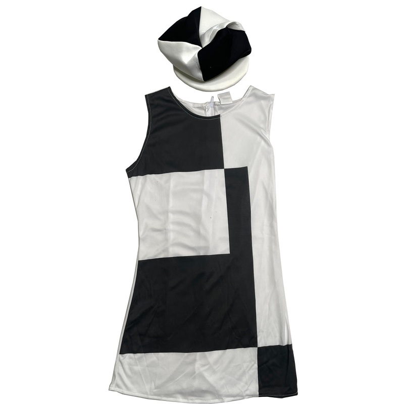 Mod Girl Womens 60s Monochrome Costume  Size Medium