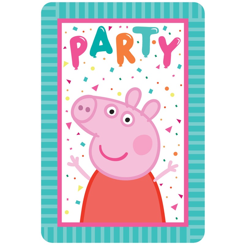 Peppa Pig Party 8 Pack of Birthday Invitations