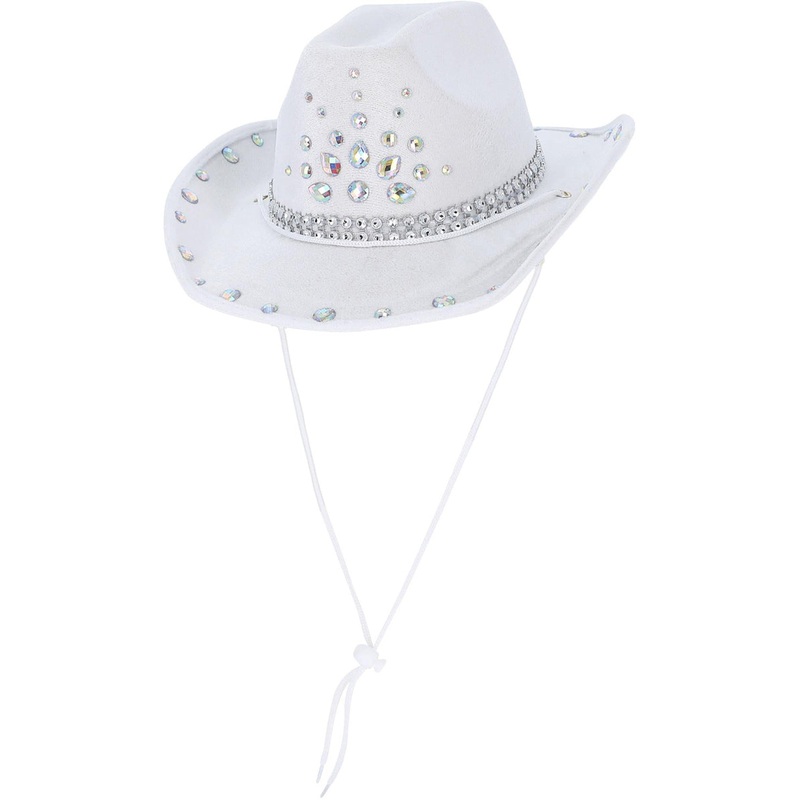 Sparkly Adults White Rhinestone Cowboy Costume Hat