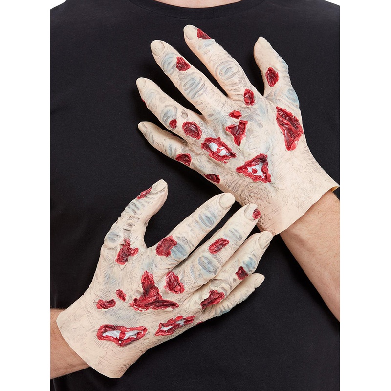 Wounded Latex Zombie Hands Halloween Costume Gloves