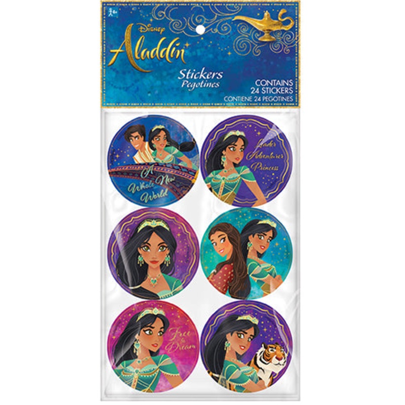 Assorted Party Favours 24 Pack of Aladdin Stickers