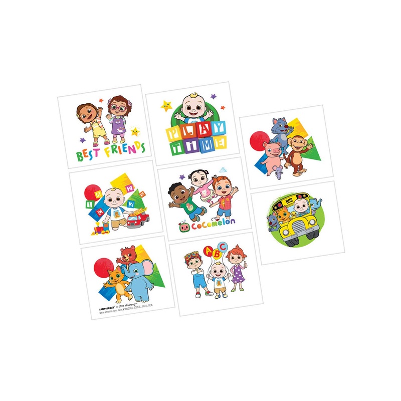 Cocomelon Pack of 8 Temporary Tattoos Party Favours