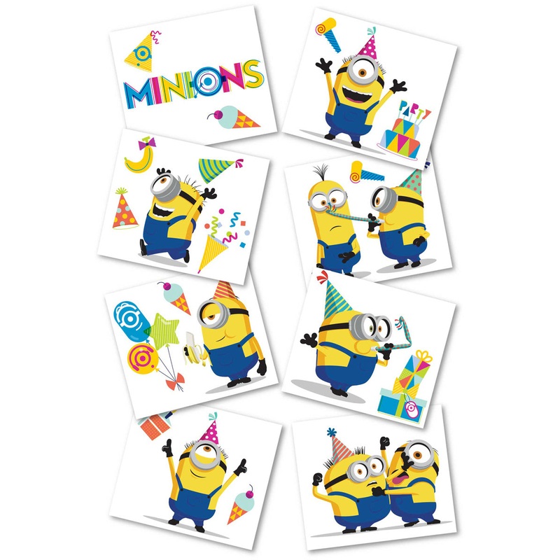 Despicable Me Minions Pack of 8 Temporary Tattoo Party Favours