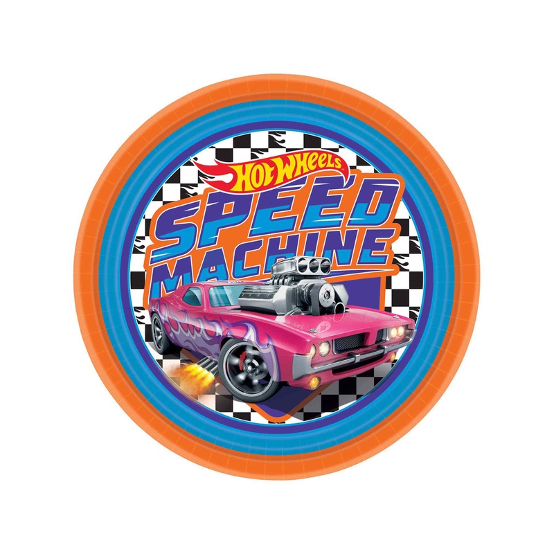 Hot Wheels Pack of 8 Round 23cm Paper Plates