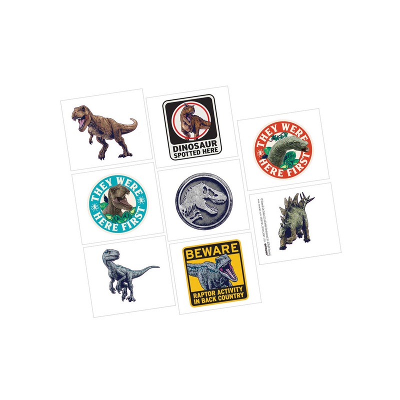 Jurassic Into the Wild Temporary Tattoos 8 Pack of Party Favours