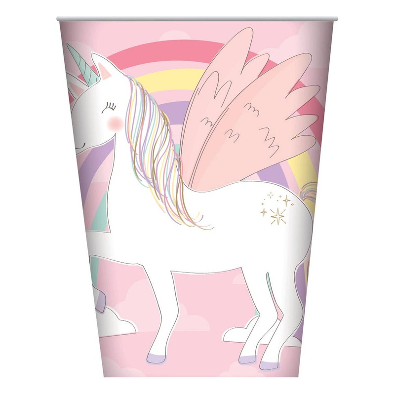 Pink Unicorn 8 Pack Paper Party Cups