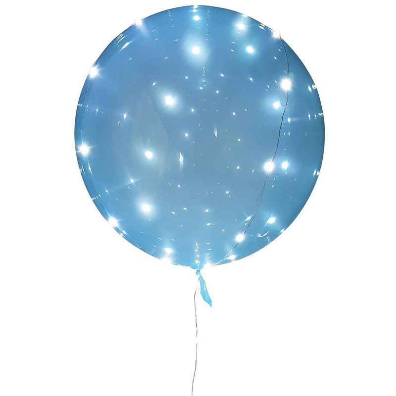 Transparent Pastel Blue 40cm Light Up Bubble Balloon