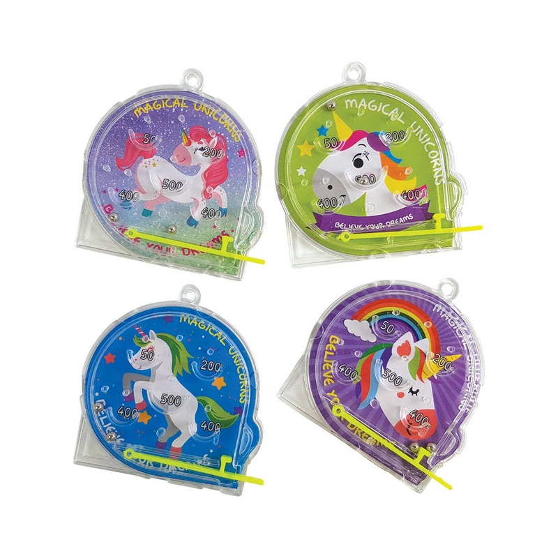 Unicorn Mini Pin Ball Games 4 Pack Party Favours
