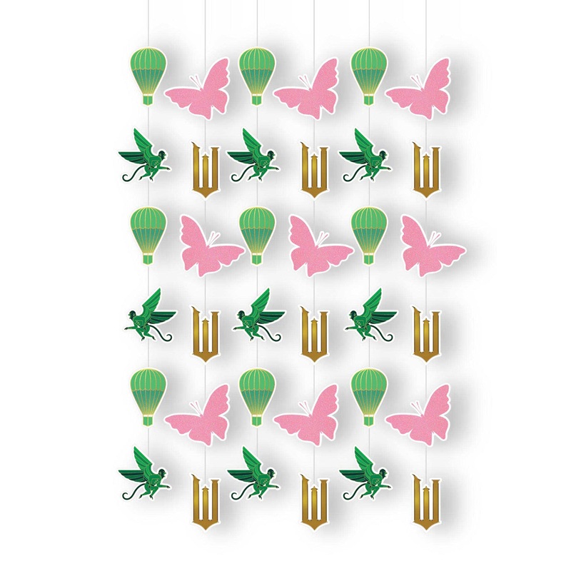 Wicked Pack of 6 Pink and Green Hanging String Party Decorations