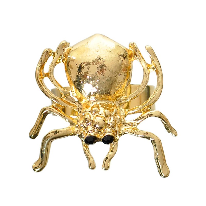 Adjustable Gold Metal Spider Costume Ring
