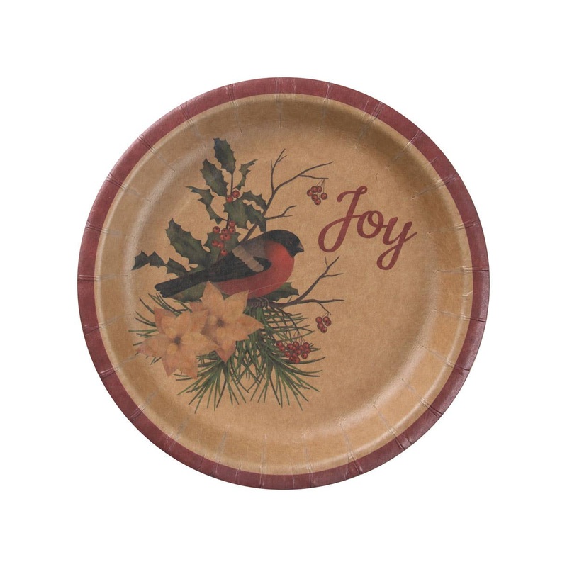 Christmas Joy Brown 23cm Round 10 Pack Paper Plates