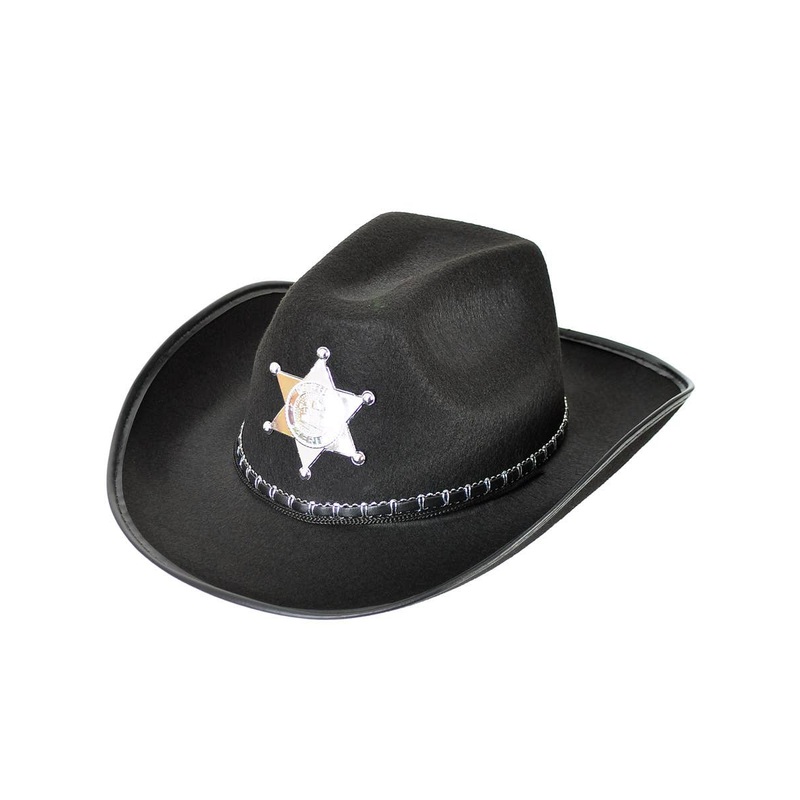 Gunslinger Black Sheriff Cowboy Hat with Star