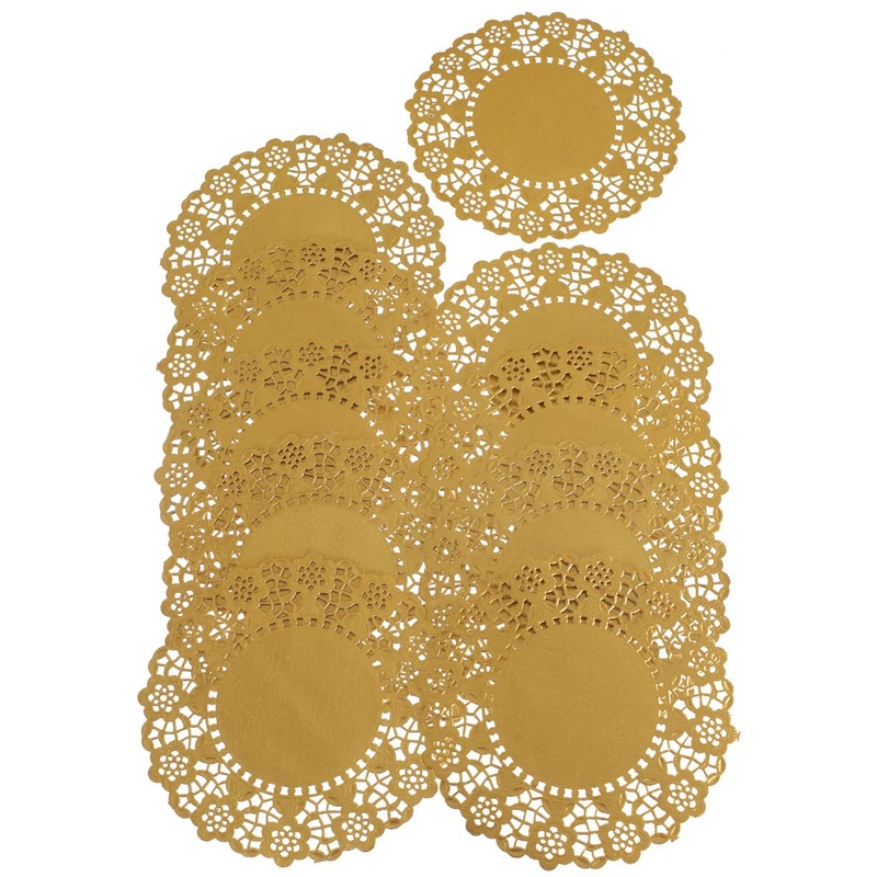 Metallic Gold Flower Pattern 16cm Pack of 20 Paper Doilies