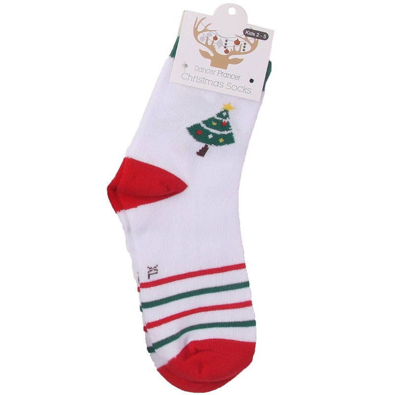 Xmas Tree Print Kids Novelty Christmas Socks