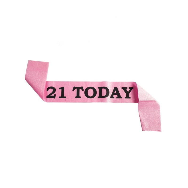 21 Today Iridescent Pink Glitter Birthday Girl Sash