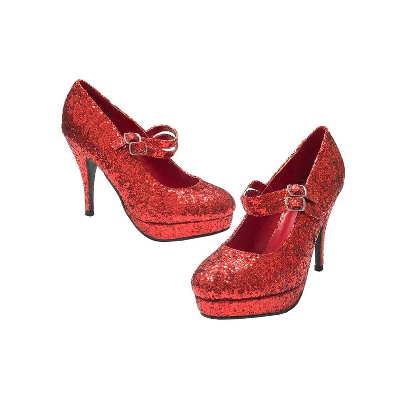 Red Glitter Jane 4″ Double Strap High Heel Shoes Womens – Size US 7
