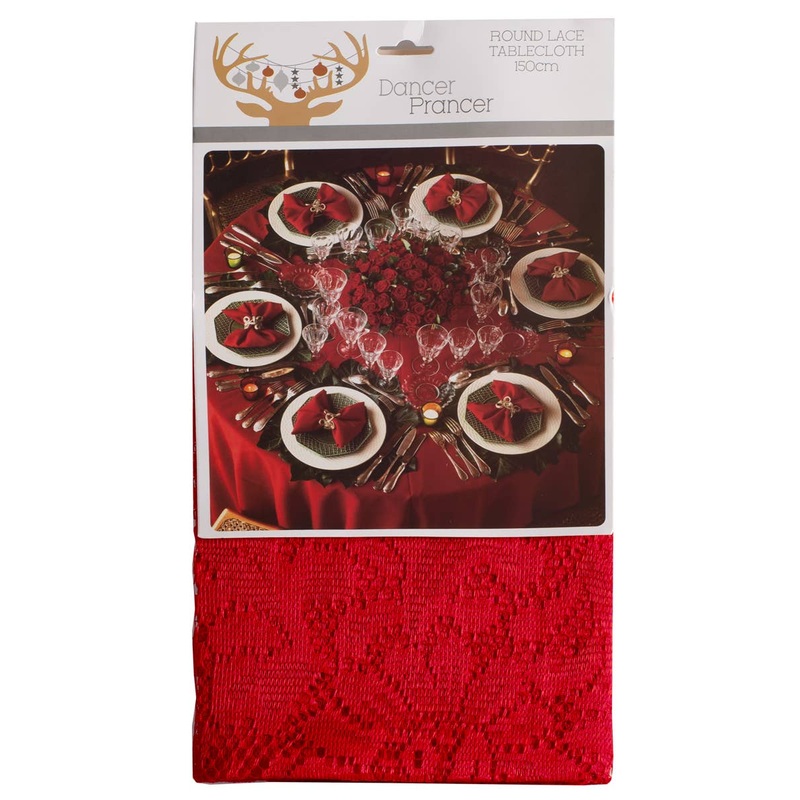 Round 150cm Red Lace Christmas Table Cloth