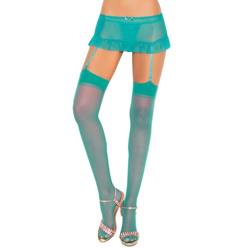 Sheer Jade Green Thigh High Womens Stockings