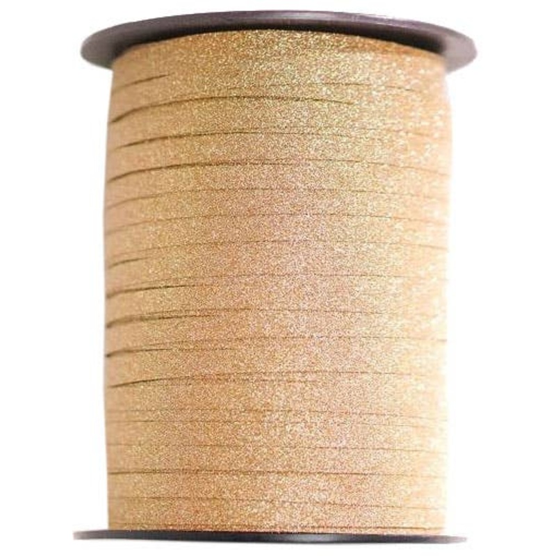 Antique Gold Glitter 227m Long Flat Curling Ribbon
