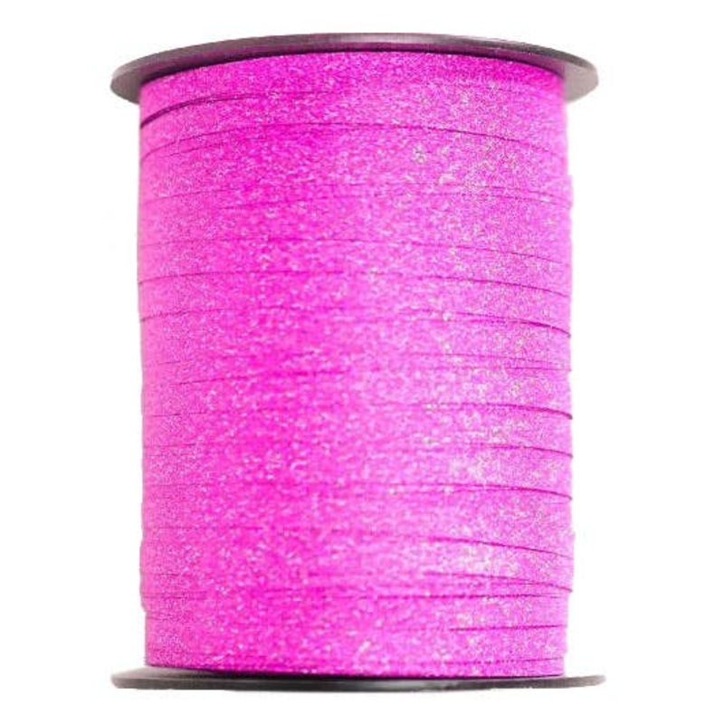 Glitter Rose Pink 227m Long Flat Curling Ribbon