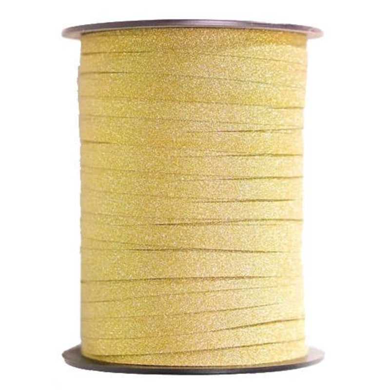 Gold Glitter 227m Long Flat Curling Ribbon
