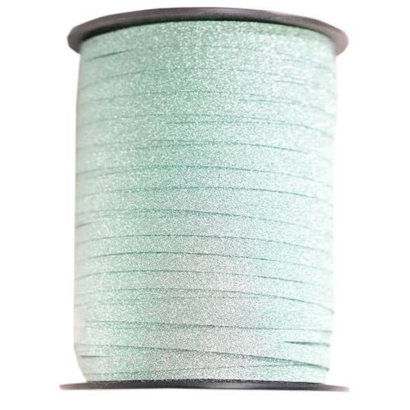 Mint Green Glitter 227m Long Flat Curling Ribbon