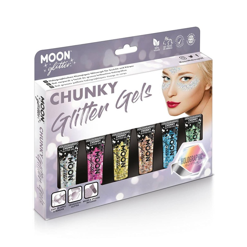 Moon Glitter 6 Pack Holographic Chunky Glitter Gels