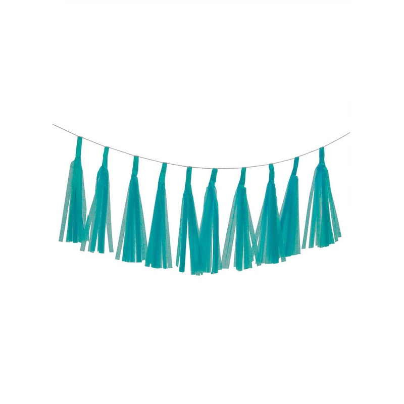 Teal 9 Pack 35cm Decorative Paper Tassels