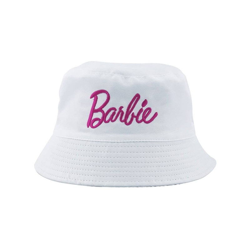 B-Doll White Bucket Hat With Pink Logo
